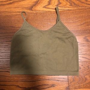 Seamless Cropped Tank Cami Olive Green M/L